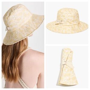 Madewell packable bucket sun hat Pressed Sunflower cream yellow cotton linen SM